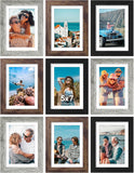 SISXSO 8x10 Picture Frames Set of 9, Shatter Resistant Plexiglass, Display 5x7 Pictures with Mat or 8x10 without Mat, Photo Frames for Wall or Tabletop, Engineered Wood, Black