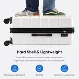 SISXSO 3-Piece Luggage Set, 20/24/28 Inch Hardside Suitcases with Spinner Wheels, Lightweight ABS Hard Shell Travel Luggage, TSA Approved Lock, Expandable Carry-On & Checked Luggage–White