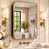 SISXSO GoTiling16x24 Black Medicine Cabinet with Mirror, Recessed & Surface Mount