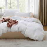SISXSO Duvet Cover King Size - 3 Pieces Prewashed Cotton-Like Extra Soft Bedding Set, Includes 1 Duvet Cover 104x90 Inches with Zipper Closure & 2 Pillow Shams, Linen, Comforter Not Included