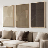 SISXSO 3D Textured Framed Boho Neutral Abstract Wall Art for Living Room, 3 Piece Modern Paintings Artwork for Walls, Black White Brown Minimalist Geometric Pictures for Hallway Office Wall Decor 24x36 In
