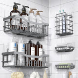 SISXSO Paradigms Interiors Adhesive Shower Caddy, 5 Pack Rustproof Stainless Steel Bath Organizers With Large Capacity, No Drilling Shelves for Bathroom Storage & Home Decor
