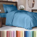 SISXSO Duvet Cover Queen Size Set - Extra Soft Queen Size Duvet Cover 90 x 90 with 2 Pillow Shams - Hotel Luxury Easy Care and Fade Free w/Zipper Closures & Ties - Comfy Breathable Bedding Set (Navy Blue)