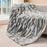 SISXSO Throw Blanket for Couch - 300GSM Soft & Warm Fluffy Cream White Blanket, Decorative and Giftable Striped Blankets for Women, Men, 50"x60"