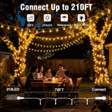 SISXSO 210 LEDs Warm White LED String Lights – 70FT Transparent Wire, Waterproof & Connectable Christmas Tree Lights for Indoor Outdoor Holiday Décor