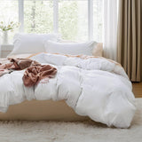 SISXSO Duvet Cover King Size - 3 Pieces Prewashed Cotton-Like Extra Soft Bedding Set, Includes 1 Duvet Cover 104x90 Inches with Zipper Closure & 2 Pillow Shams, Linen, Comforter Not Included