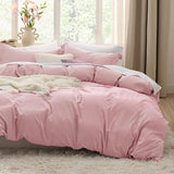 SISXSO Duvet Cover King Size - 3 Pieces Prewashed Cotton-Like Extra Soft Bedding Set, Includes 1 Duvet Cover 104x90 Inches with Zipper Closure & 2 Pillow Shams, Linen, Comforter Not Included