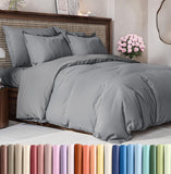 SISXSO Duvet Cover Queen Size Set - Extra Soft Queen Size Duvet Cover 90 x 90 with 2 Pillow Shams - Hotel Luxury Easy Care and Fade Free w/Zipper Closures & Ties - Comfy Breathable Bedding Set (Navy Blue)