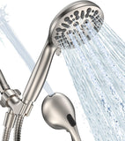 SISXSO 6-Setting Shower Head with Handheld, JDO High Pressure Hand held Shower Head, 4.7 Inch Chrome Detachable Showerhead Set with 59 Inch Stainless Steel Hose and Adjustable Showerhead Holder