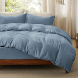SISXSO Duvet Cover King Size - 3 Pieces Prewashed Cotton-Like Extra Soft Bedding Set, Includes 1 Duvet Cover 104x90 Inches with Zipper Closure & 2 Pillow Shams, Linen, Comforter Not Included