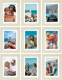 SISXSO 8x10 Picture Frames Set of 9, Shatter Resistant Plexiglass, Display 5x7 Pictures with Mat or 8x10 without Mat, Photo Frames for Wall or Tabletop, Engineered Wood, Black