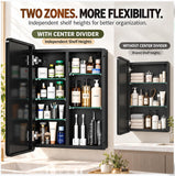 SISXSO GoTiling16x24 Black Medicine Cabinet with Mirror, Recessed & Surface Mount