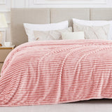 SISXSO Throw Blanket for Couch - 300GSM Soft & Warm Fluffy Cream White Blanket, Decorative and Giftable Striped Blankets for Women, Men, 50"x60"