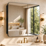 SISXSO GoTiling16x24 Black Medicine Cabinet with Mirror, Recessed & Surface Mount