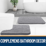 SISXSO Paradigms Interiors Bathroom Rugs 30x20, Extra Soft Absorbent Chenille Bath Rugs, Rubber Backing Quick Dry, Machine Washable Bath Mats for Bathroom Floor, Tub and Shower, Home Decor Accessories, Grey