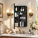 SISXSO GoTiling16x24 Black Medicine Cabinet with Mirror, Recessed & Surface Mount