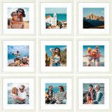 SISXSO 8x10 Picture Frames Set of 9, Shatter Resistant Plexiglass, Display 5x7 Pictures with Mat or 8x10 without Mat, Photo Frames for Wall or Tabletop, Engineered Wood, Black