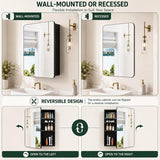 SISXSO GoTiling16x24 Black Medicine Cabinet with Mirror, Recessed & Surface Mount