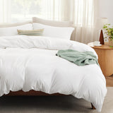 SISXSO Duvet Cover King Size - 3 Pieces Prewashed Cotton-Like Extra Soft Bedding Set, Includes 1 Duvet Cover 104x90 Inches with Zipper Closure & 2 Pillow Shams, Linen, Comforter Not Included