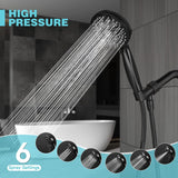 SISXSO 6-Setting Shower Head with Handheld, JDO High Pressure Hand held Shower Head, 4.7 Inch Chrome Detachable Showerhead Set with 59 Inch Stainless Steel Hose and Adjustable Showerhead Holder