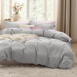 SISXSO Duvet Cover King Size - 3 Pieces Prewashed Cotton-Like Extra Soft Bedding Set, Includes 1 Duvet Cover 104x90 Inches with Zipper Closure & 2 Pillow Shams, Linen, Comforter Not Included