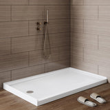 SISXSO HOROW 60" x 32" Shower Base, Center Drain Shower Pan, Low Profile Acrylic Base with Reinforced Fiberglass, Non-Slip Surface, Stainless Steel Drain Cover, Leak-Resistant for Bathroom