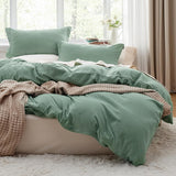 SISXSO Duvet Cover King Size - 3 Pieces Prewashed Cotton-Like Extra Soft Bedding Set, Includes 1 Duvet Cover 104x90 Inches with Zipper Closure & 2 Pillow Shams, Linen, Comforter Not Included