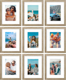 SISXSO 8x10 Picture Frames Set of 9, Shatter Resistant Plexiglass, Display 5x7 Pictures with Mat or 8x10 without Mat, Photo Frames for Wall or Tabletop, Engineered Wood, Black