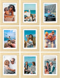 SISXSO 8x10 Picture Frames Set of 9, Shatter Resistant Plexiglass, Display 5x7 Pictures with Mat or 8x10 without Mat, Photo Frames for Wall or Tabletop, Engineered Wood, Black