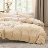 SISXSO Duvet Cover King Size - 3 Pieces Prewashed Cotton-Like Extra Soft Bedding Set, Includes 1 Duvet Cover 104x90 Inches with Zipper Closure & 2 Pillow Shams, Linen, Comforter Not Included