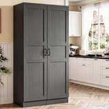 SISXSO Unikito 63" Tall Kitchen Pantry Storage Cabinet with Doors & Shelves