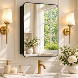 SISXSO GoTiling16x24 Black Medicine Cabinet with Mirror, Recessed & Surface Mount
