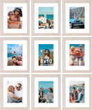 SISXSO 8x10 Picture Frames Set of 9, Shatter Resistant Plexiglass, Display 5x7 Pictures with Mat or 8x10 without Mat, Photo Frames for Wall or Tabletop, Engineered Wood, Black
