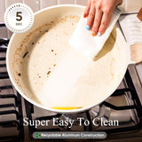 SISXSO 21Pcs Pots and Pans Set, Nonstick Cookware Sets, White Granite Induction Cookware Non Stick Cooking Set w/Frying Pans & Saucepans(PFOS, PFOA Free)