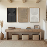 SISXSO 3D Textured Framed Boho Neutral Abstract Wall Art for Living Room, 3 Piece Modern Paintings Artwork for Walls, Black White Brown Minimalist Geometric Pictures for Hallway Office Wall Decor 24x36 In