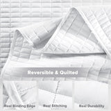 SISXSO Comfort Quilt Set- Double Sided Stitching Design Summer Blanket, Lightweight, Soft, All Season Bedding Layer, Matching Sham, White, Coverlet King (104"x90") 3 Piece