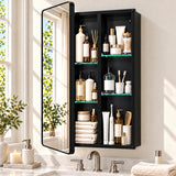 SISXSO GoTiling16x24 Black Medicine Cabinet with Mirror, Recessed & Surface Mount