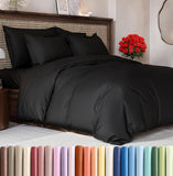 SISXSO Duvet Cover Queen Size Set - Extra Soft Queen Size Duvet Cover 90 x 90 with 2 Pillow Shams - Hotel Luxury Easy Care and Fade Free w/Zipper Closures & Ties - Comfy Breathable Bedding Set (Navy Blue)