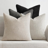 SISXSO Pack of 4 Couch Throw Pillow Covers 18x18 Inch Neutral Soft Decorative Chenille Pillow Covers Farmhouse Boho Cushion Covers for Mid Century Modern Spring Home Decor Sofa Bedroom Living Room