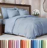 SISXSO Duvet Cover Queen Size Set - Extra Soft Queen Size Duvet Cover 90 x 90 with 2 Pillow Shams - Hotel Luxury Easy Care and Fade Free w/Zipper Closures & Ties - Comfy Breathable Bedding Set (Navy Blue)