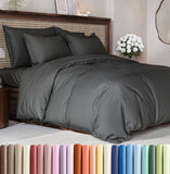 SISXSO Duvet Cover Queen Size Set - Extra Soft Queen Size Duvet Cover 90 x 90 with 2 Pillow Shams - Hotel Luxury Easy Care and Fade Free w/Zipper Closures & Ties - Comfy Breathable Bedding Set (Navy Blue)