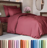 SISXSO Duvet Cover Queen Size Set - Extra Soft Queen Size Duvet Cover 90 x 90 with 2 Pillow Shams - Hotel Luxury Easy Care and Fade Free w/Zipper Closures & Ties - Comfy Breathable Bedding Set (Navy Blue)