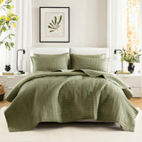 SISXSO Comfort Quilt Set- Double Sided Stitching Design Summer Blanket, Lightweight, Soft, All Season Bedding Layer, Matching Sham, White, Coverlet King (104"x90") 3 Piece