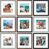 SISXSO 8x10 Picture Frames Set of 9, Shatter Resistant Plexiglass, Display 5x7 Pictures with Mat or 8x10 without Mat, Photo Frames for Wall or Tabletop, Engineered Wood, Black