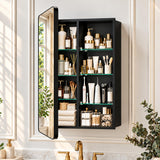SISXSO GoTiling16x24 Black Medicine Cabinet with Mirror, Recessed & Surface Mount