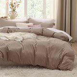 SISXSO Duvet Cover King Size - 3 Pieces Prewashed Cotton-Like Extra Soft Bedding Set, Includes 1 Duvet Cover 104x90 Inches with Zipper Closure & 2 Pillow Shams, Linen, Comforter Not Included