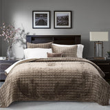 SISXSO Luxury Velvet Quilt Set King Size Bedding Sets, Ultra Soft Velvet Comforter Set, Lightweight Channel Box Stitch Oversized Bedspread Coverlet for All Season, with 2 Shams, Beige