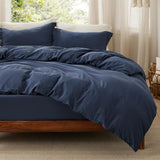 SISXSO Duvet Cover King Size - 3 Pieces Prewashed Cotton-Like Extra Soft Bedding Set, Includes 1 Duvet Cover 104x90 Inches with Zipper Closure & 2 Pillow Shams, Linen, Comforter Not Included