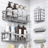 SISXSO Paradigms Interiors Adhesive Shower Caddy, 5 Pack Rustproof Stainless Steel Bath Organizers With Large Capacity, No Drilling Shelves for Bathroom Storage & Home Decor