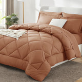 SISXSO Queen Comforter Set Dark Grey - Bed in a Bag Queen Size 7 Pieces, Luxury Soft Bed Set for All Seasons, Bedding Set with Comforter, Sheets, Pillowcases & Shams, Dark Gray, Queen